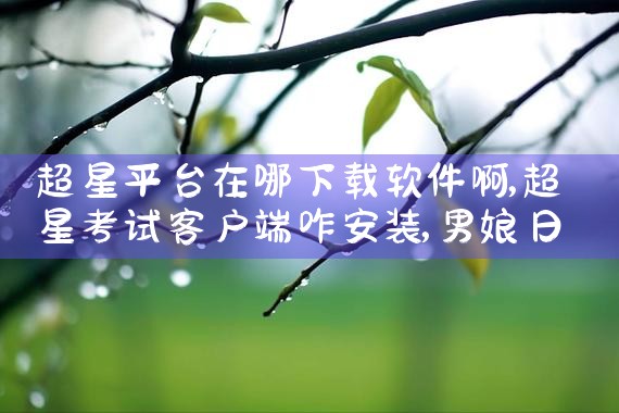 超星平台在哪下载软件啊|男娘日记